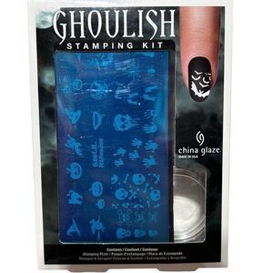 China Glaze Ghoulish Nail Art Stamping Kit Halloween Spooky‎ Skull Pumpkin New